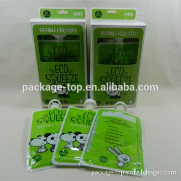 2013 reusable baby food spout pouch/gusseted squeeze pouch with screw cap for marron paste